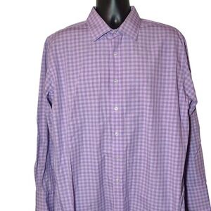 Sean John‎ Mens Purple Plaid Dress Shirt Regular Fit Size 17 32 33